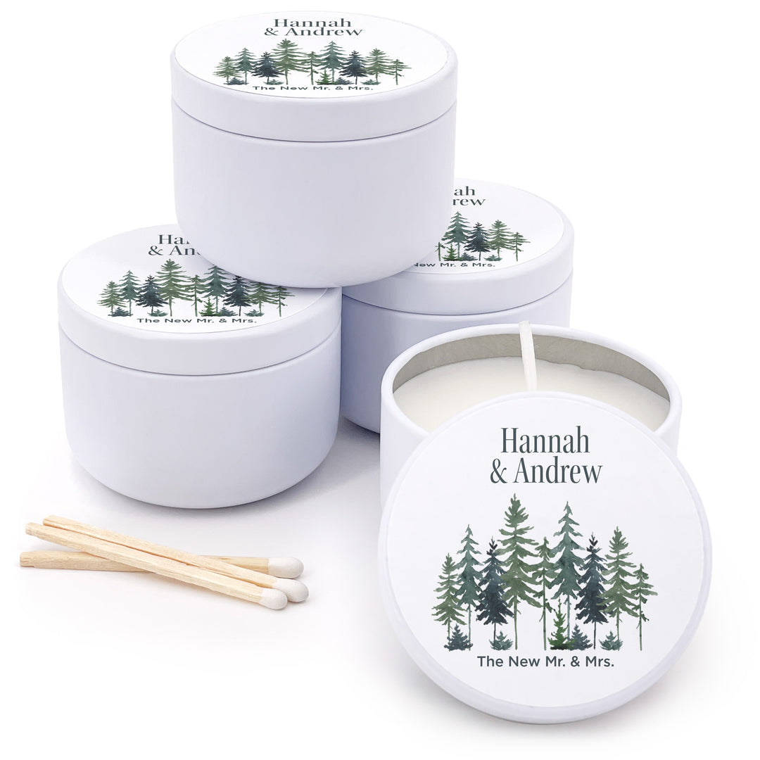 Watercolor Pine Trees 2oz Mini Lavender Candles
