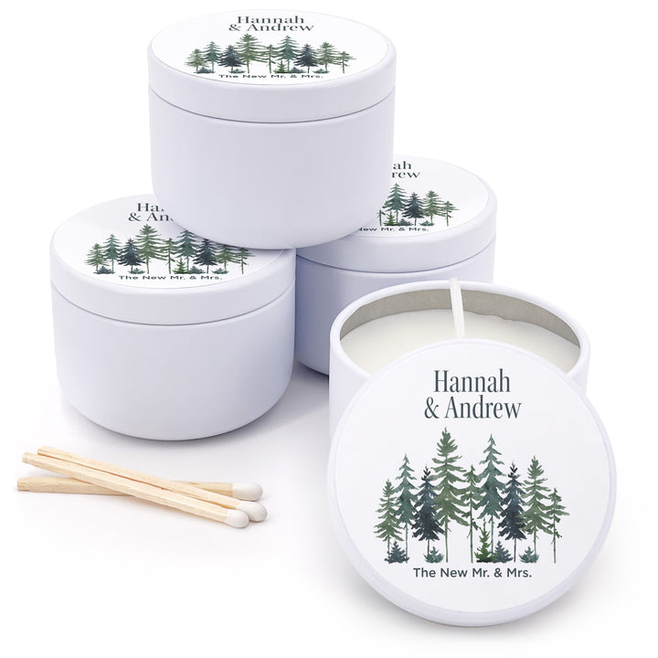 Watercolor Pine Trees 2oz Mini Lavender Candles