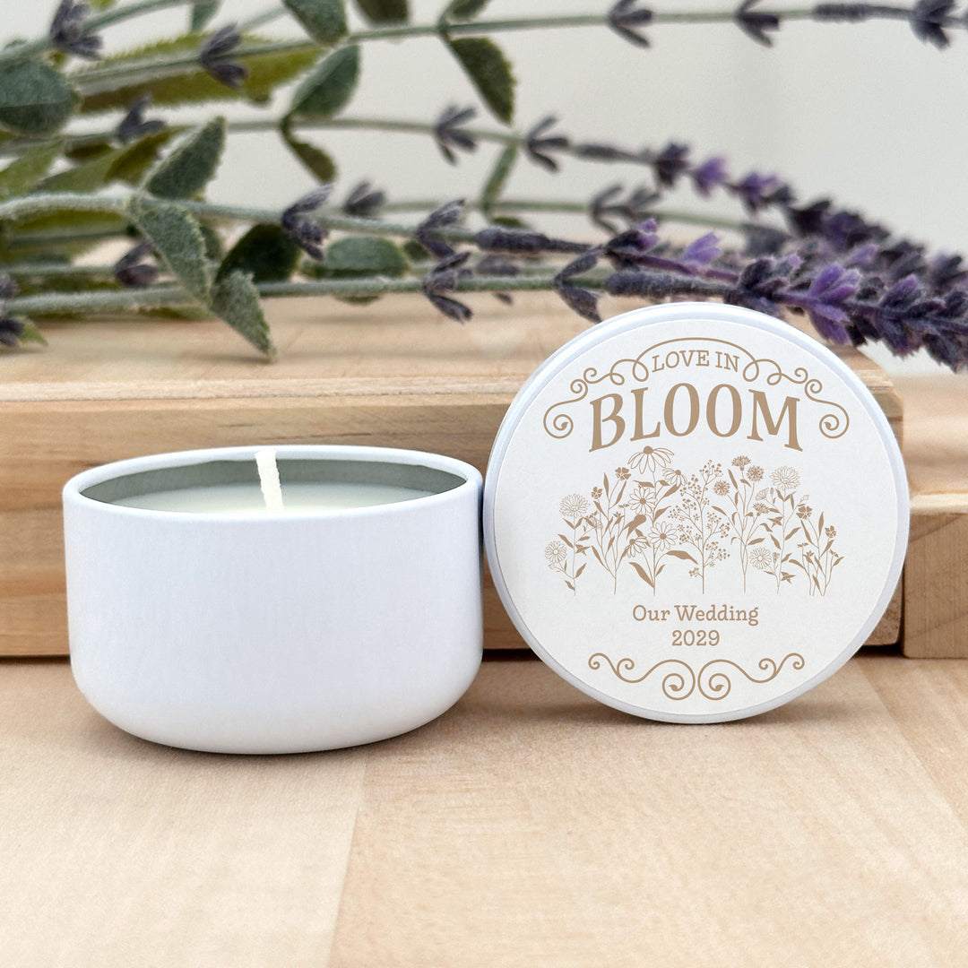Love in Bloom Wildflowers, Wedding Favors, 2oz Mini Lavender Candles