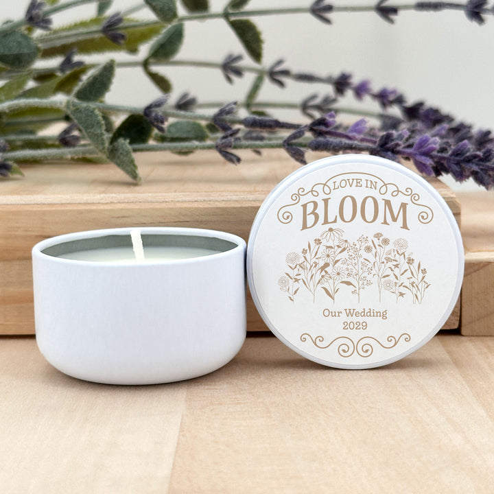 Love in Bloom Wildflowers, Wedding Favors, 2oz Mini Lavender Candles