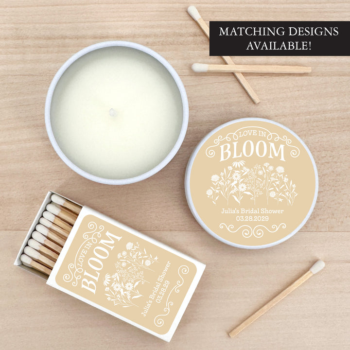 Love in Bloom Wildflowers, Wedding Favors, 2oz Mini Lavender Candles