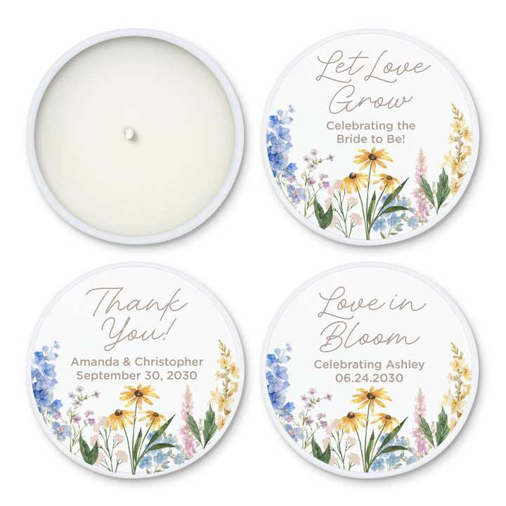 Love in Bloom, Let Love Grow, Wildflower Wedding Favors, 2oz Mini Lavender Candles