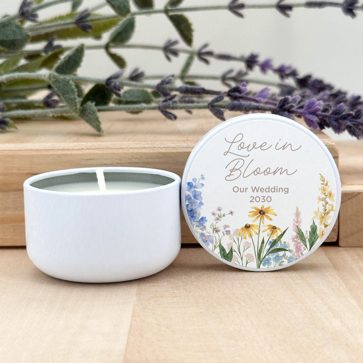 Love in Bloom, Let Love Grow, Wildflower Wedding Favors, 2oz Mini Lavender Candles