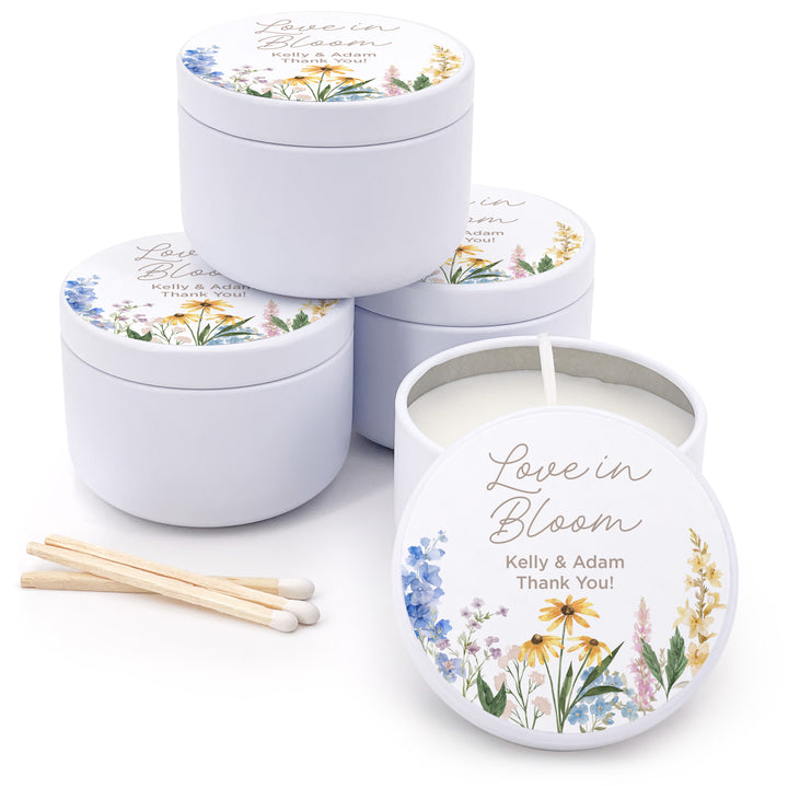 Love in Bloom, Let Love Grow, Wildflower Wedding Favors, 2oz Mini Lavender Candles