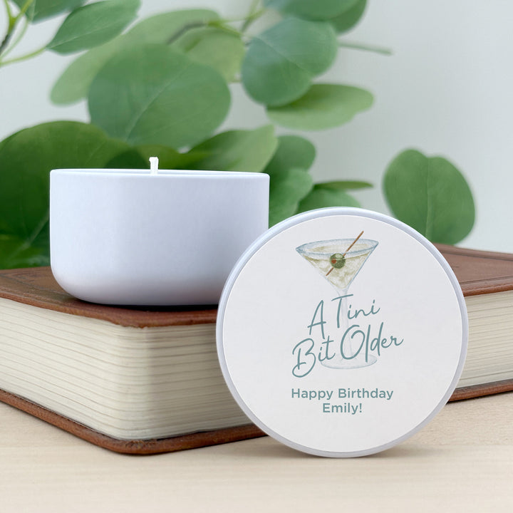 Custom Candles, Birthday Party Favors, Bachelorette Favors, A Tini Bit Older, Martini Candles, 2 oz lavender candles