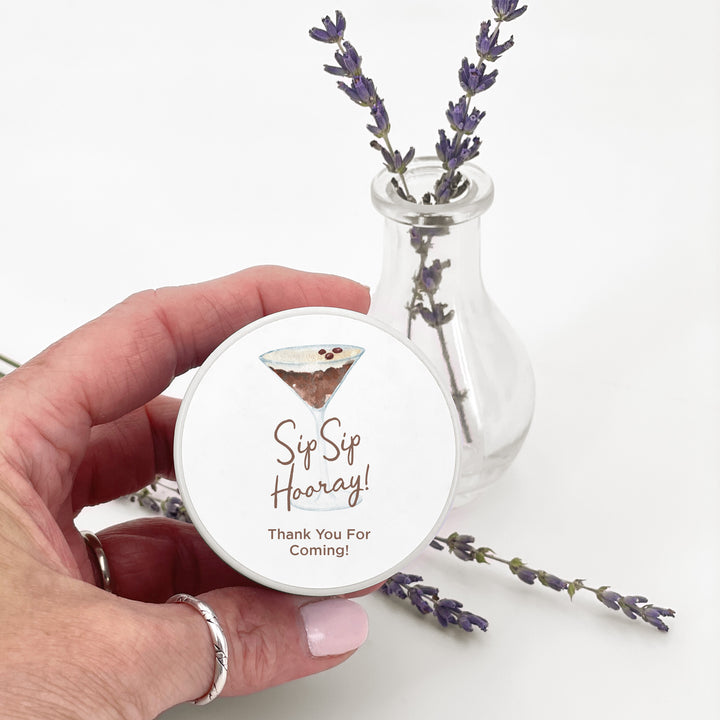 Personalized Espresso Martini Birthday Party Favors, Lavender Soy Candle (2oz)