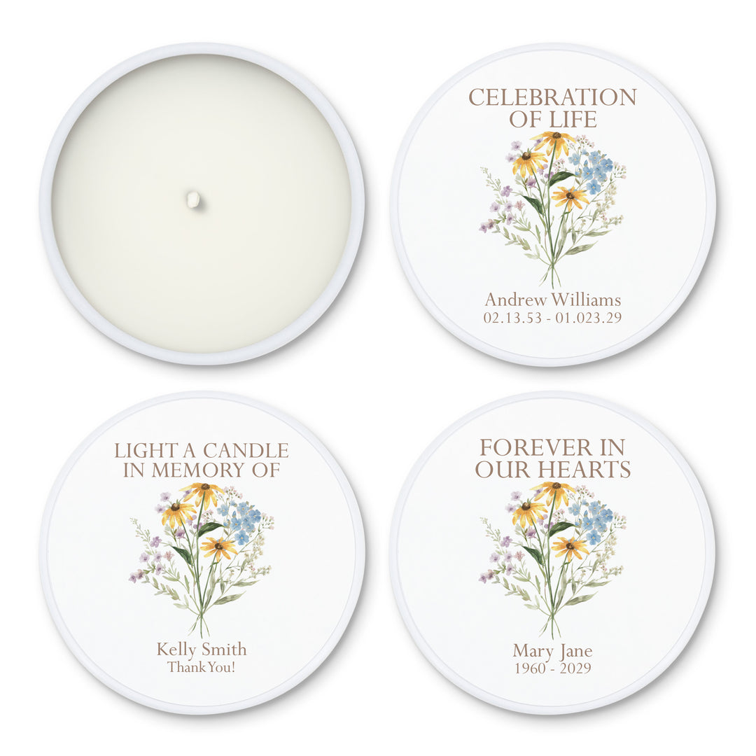 Wildflower Memorial, Funeral Service Favor, Celebration of Life - 2oz Candle