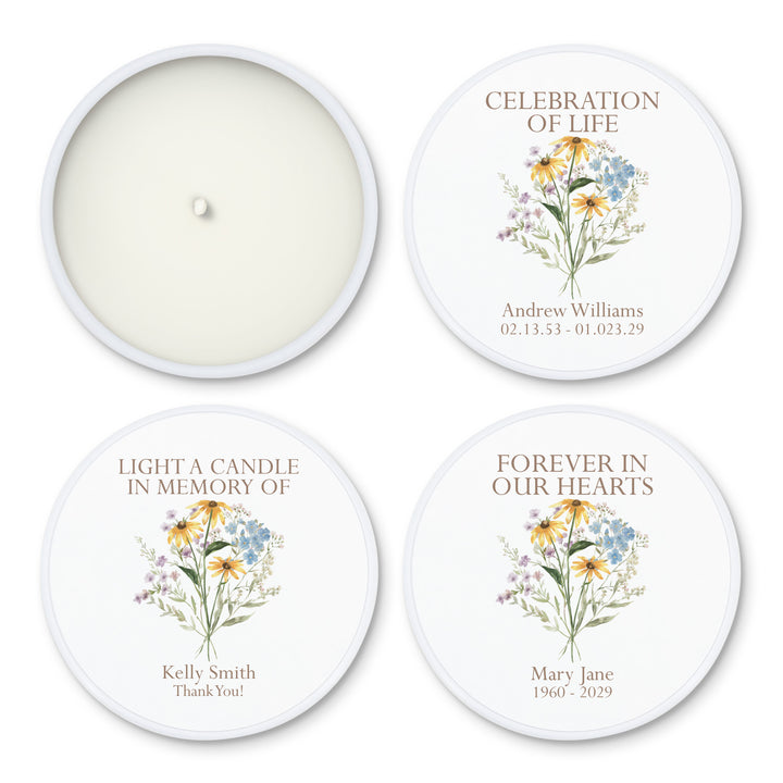 Wildflower Memorial, Funeral Service Favor, Celebration of Life - 2oz Candle