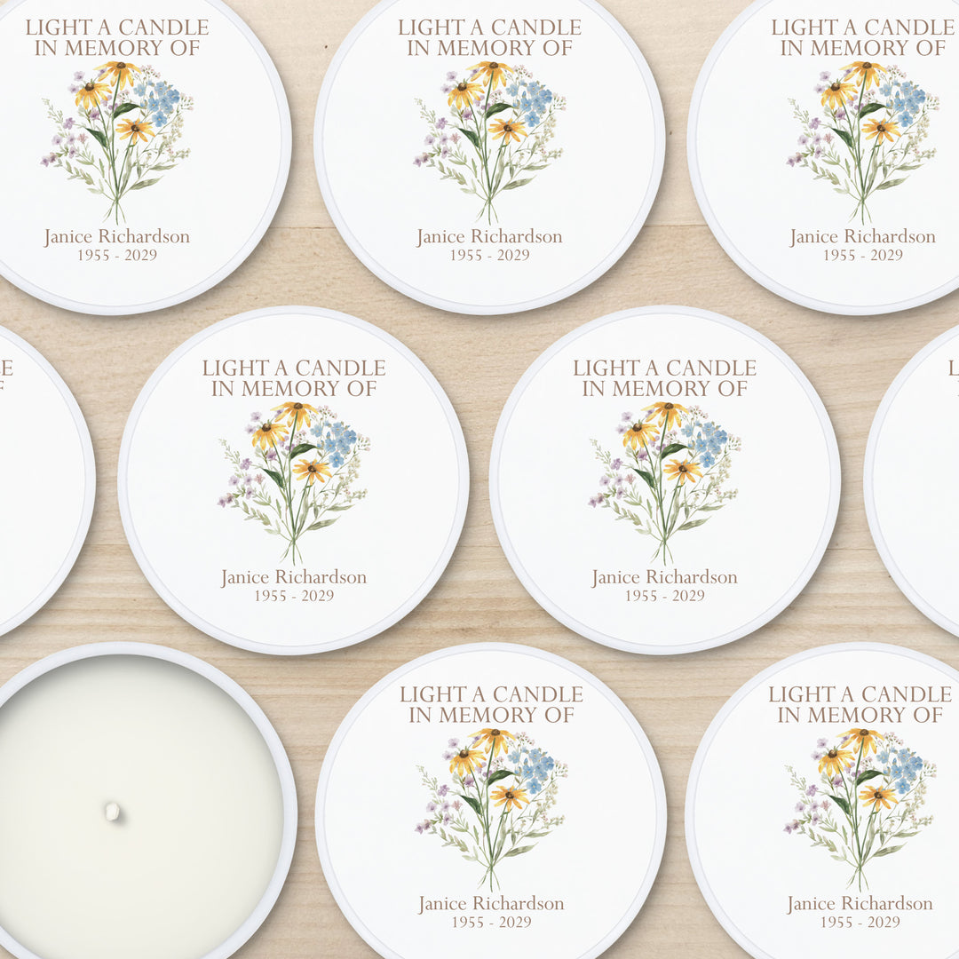 Wildflower Memorial, Funeral Service Favor, Celebration of Life - 2oz Candle
