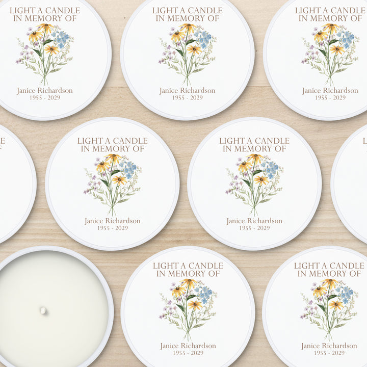 Wildflower Memorial, Funeral Service Favor, Celebration of Life - 2oz Candle
