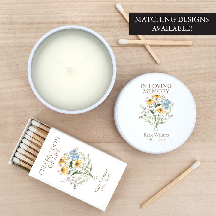 Wildflower Memorial, Funeral Service Favor, Celebration of Life - 2oz Candle