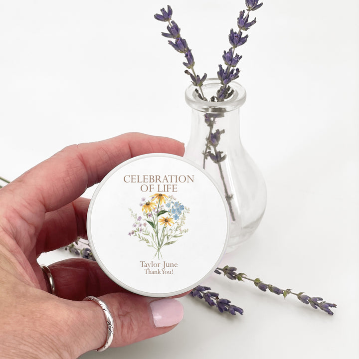 Wildflower Memorial, Funeral Service Favor, Celebration of Life - 2oz Candle