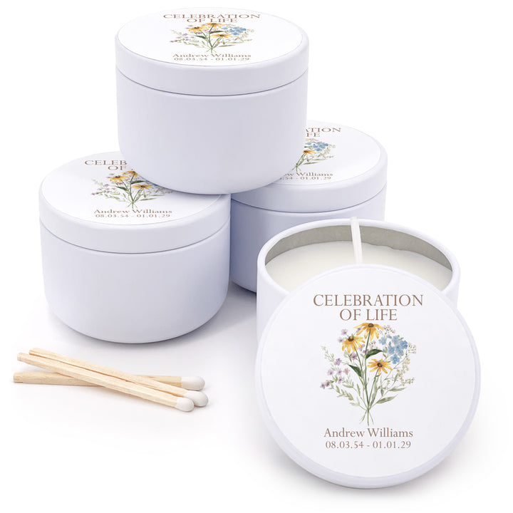 Wildflower Memorial, Funeral Service Favor, Celebration of Life - 2oz Candle