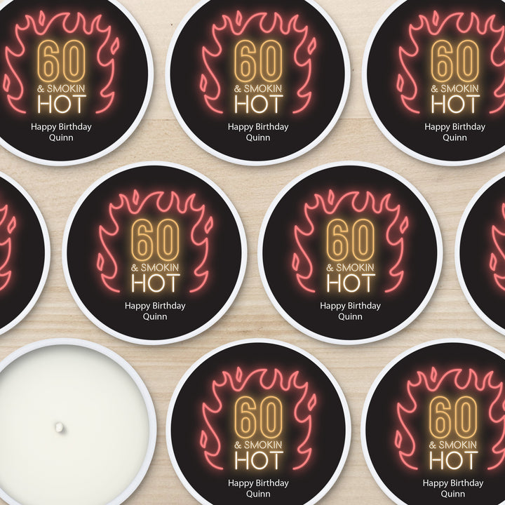 Custom Candles, Birthday Party Candle Favors, Unique Party Favors, Neon Smokin Hot Birthday, 2oz Mini Lavender Candles