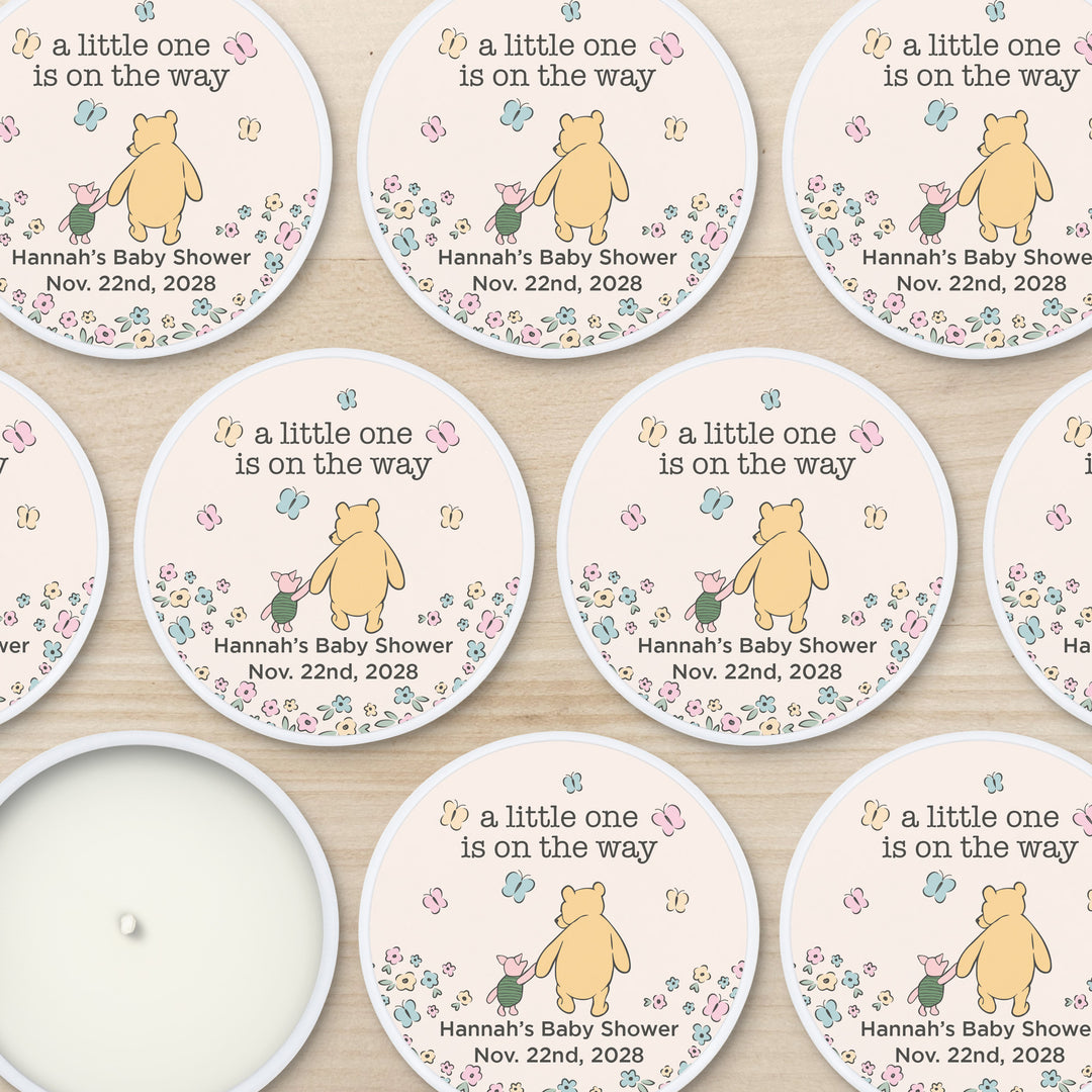 Personalized Candles, Baby Shower Candle Favors, Winnie the Pooh and Piglet, 2oz Mini Lavender Candles