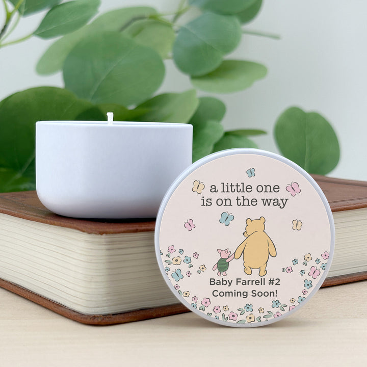 Personalized Candles, Baby Shower Candle Favors, Winnie the Pooh and Piglet, 2oz Mini Lavender Candles