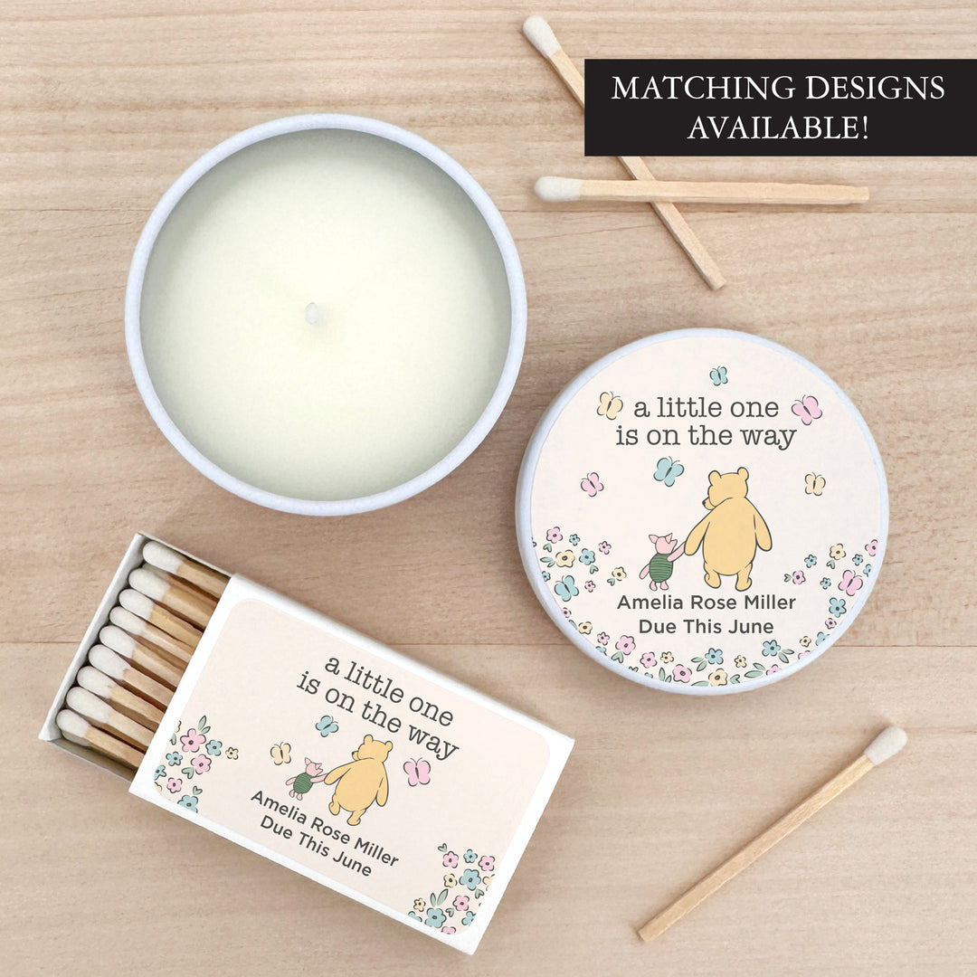 Personalized Candles, Baby Shower Candle Favors, Winnie the Pooh and Piglet, 2oz Mini Lavender Candles