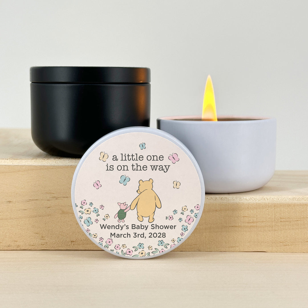 Personalized Candles, Baby Shower Candle Favors, Winnie the Pooh and Piglet, 2oz Mini Lavender Candles