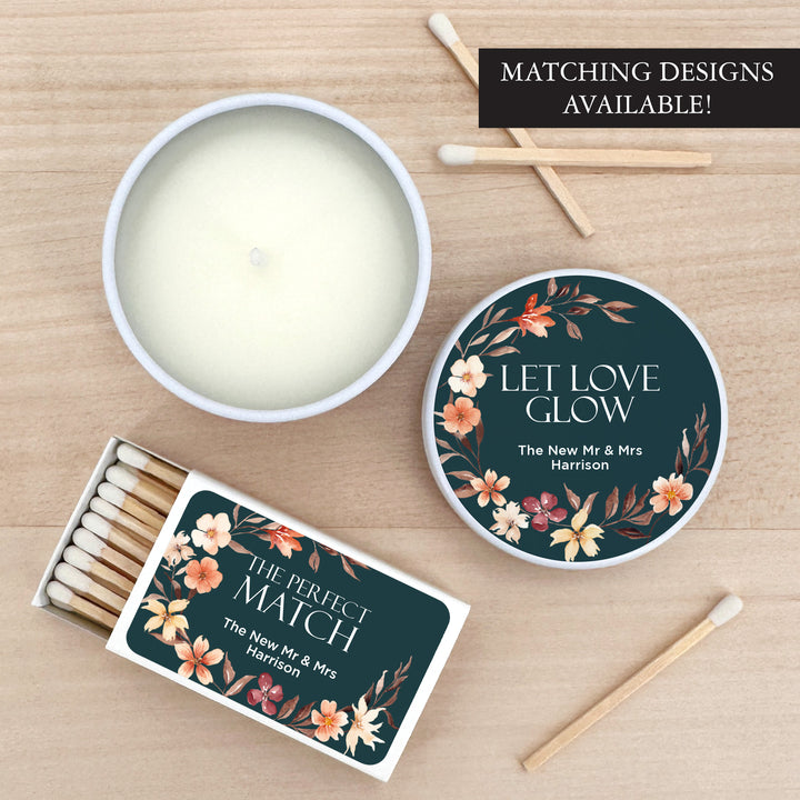Bulk Wedding Favors, Unique Wedding Favors, Custom Candles, Fall Watercolor Wreath, Falling in Love, 2oz Mini Lavender Candles