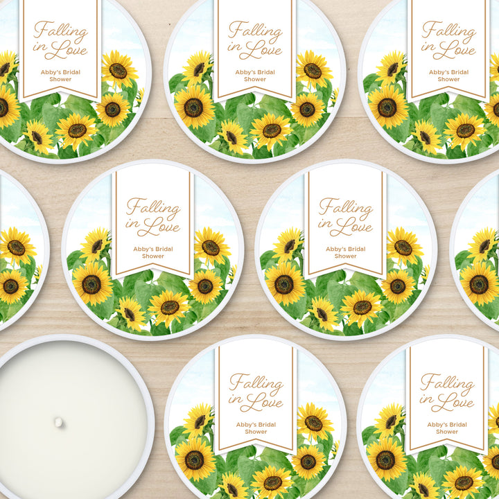 Custom Candle Wedding Favors, Fall Wedding, Sunflowers, 2oz Mini Lavender Candles