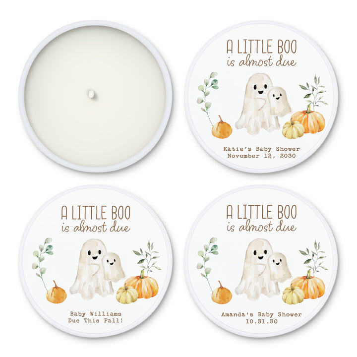 A Little Boo is Almost Due, Fall Baby Shower Candle Favors, 2oz Mini Lavender Candles