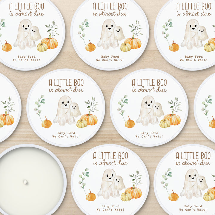 A Little Boo is Almost Due, Fall Baby Shower Candle Favors, 2oz Mini Lavender Candles