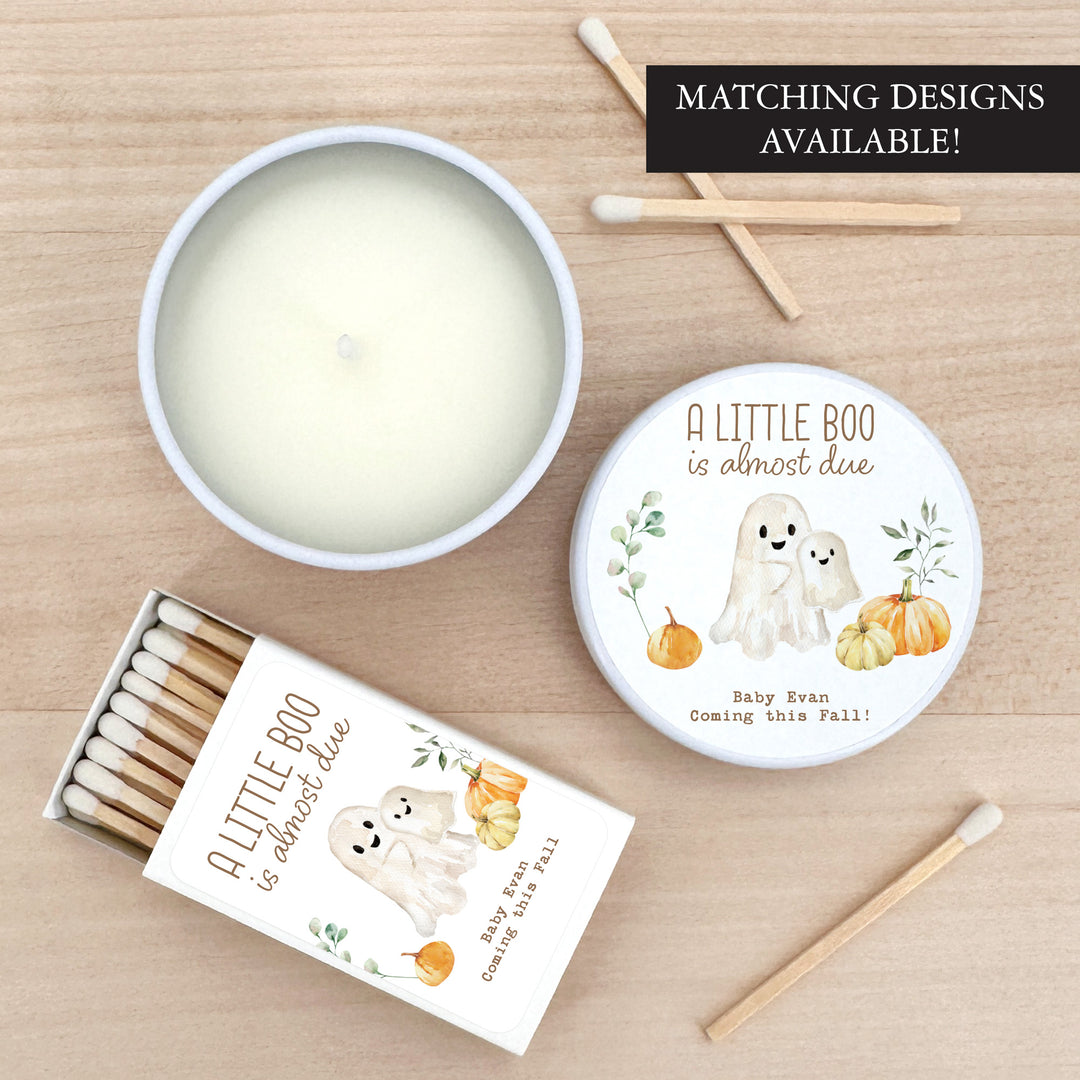 A Little Boo is Almost Due, Fall Baby Shower Candle Favors, 2oz Mini Lavender Candles