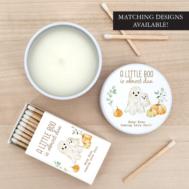 A Little Boo is Almost Due, Fall Baby Shower Candle Favors, 2oz Mini Lavender Candles