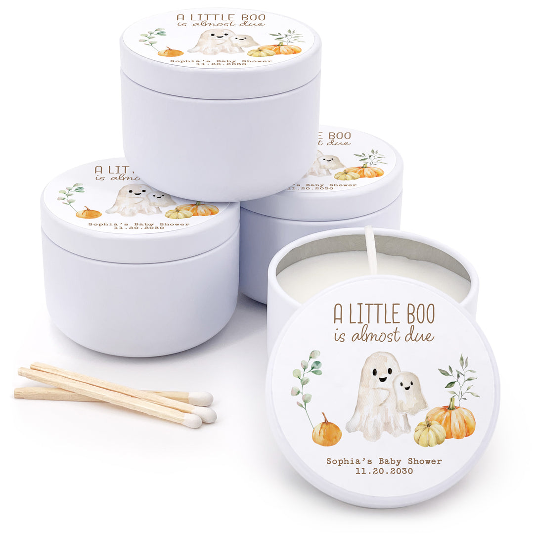 A Little Boo is Almost Due, Fall Baby Shower Candle Favors, 2oz Mini Lavender Candles