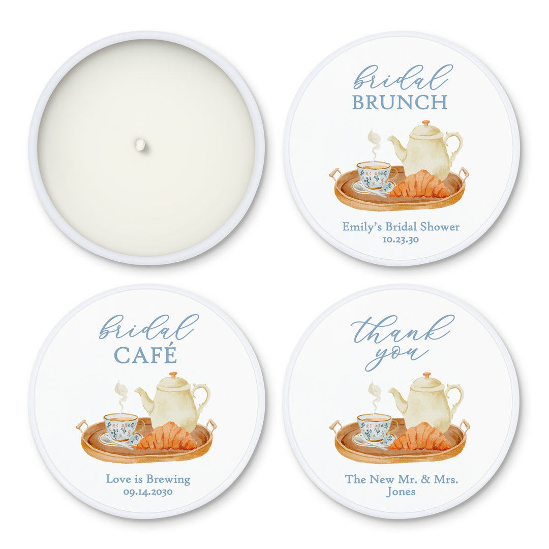 Bridal Shower Candle Favors, Custom 2 oz Mini Lavender Candles, Bridal Brunch, Bridal Shower Tea Tray