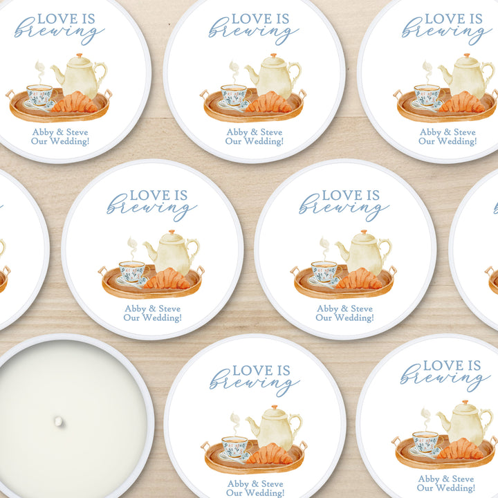 Bridal Shower Candle Favors, Custom 2 oz Mini Lavender Candles, Bridal Brunch, Bridal Shower Tea Tray