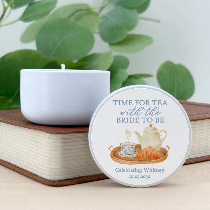 Bridal Shower Candle Favors, Custom 2 oz Mini Lavender Candles, Bridal Brunch, Bridal Shower Tea Tray