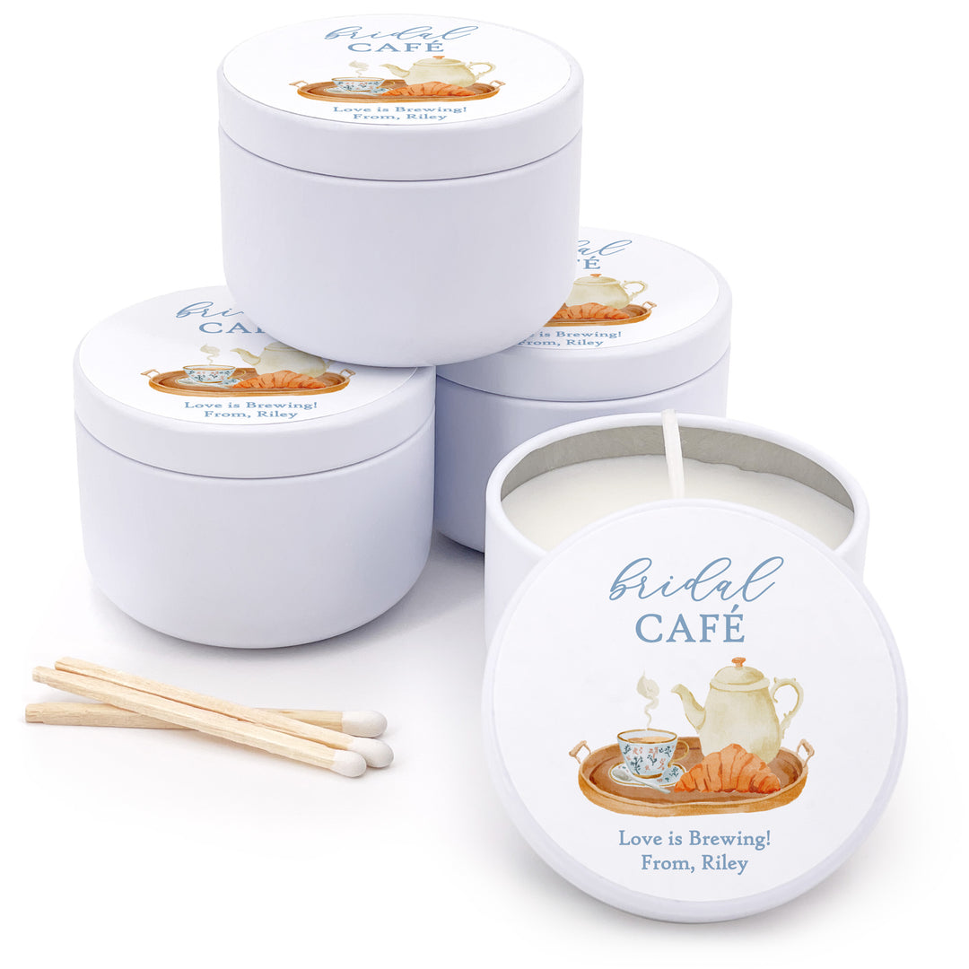 Bridal Shower Candle Favors, Custom 2 oz Mini Lavender Candles, Bridal Brunch, Bridal Shower Tea Tray