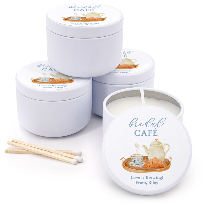 Bridal Shower Candle Favors, Custom 2 oz Mini Lavender Candles, Bridal Brunch, Bridal Shower Tea Tray