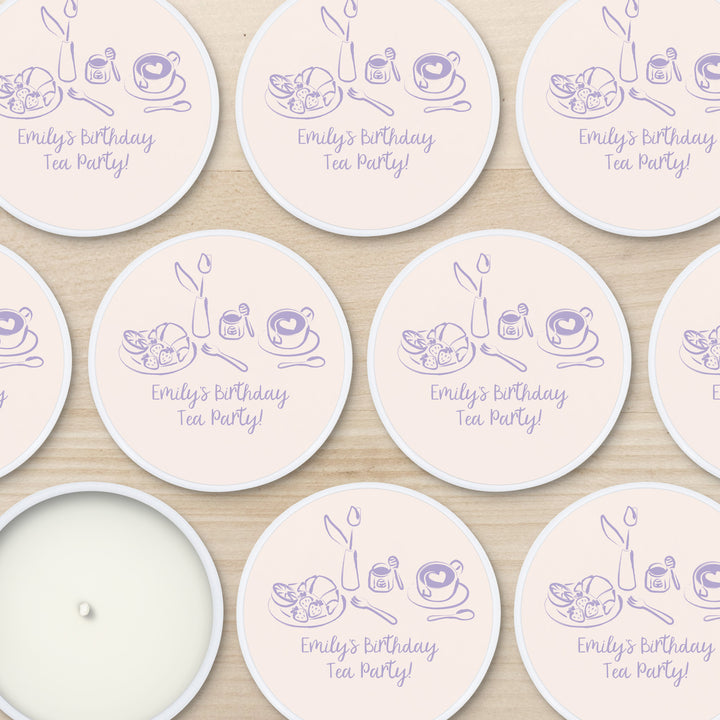 Bulk Wedding Favors, Unique Wedding Favors, Custom Candles, Doodle Hand Drawn Cafe Sketch, 2oz Mini Lavender Candles