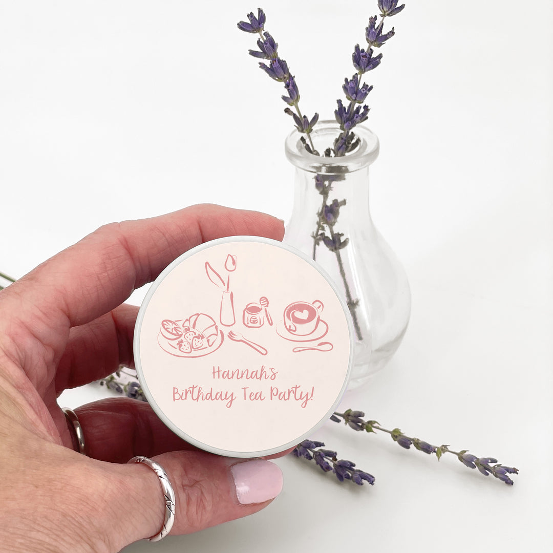 Bulk Wedding Favors, Unique Wedding Favors, Custom Candles, Doodle Hand Drawn Cafe Sketch, 2oz Mini Lavender Candles