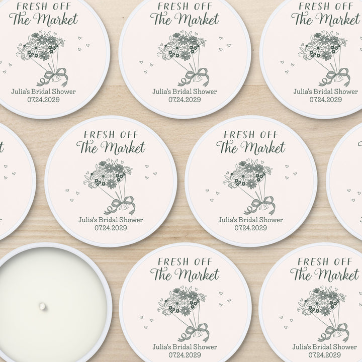 Hand Drawn Bouquet Sketch, Wedding Favors, 2oz Mini Lavender Candles