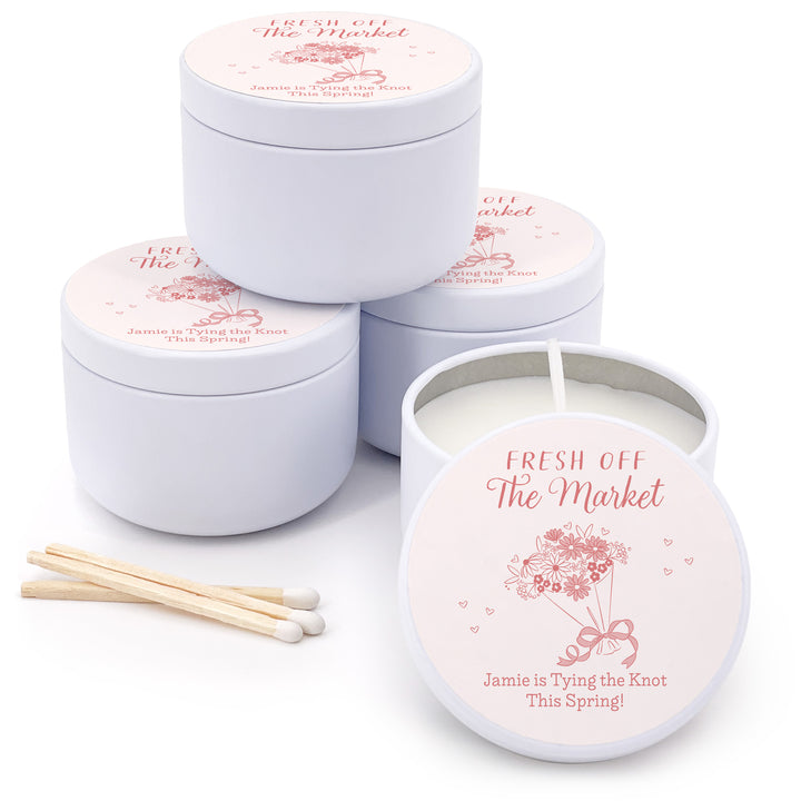 Hand Drawn Bouquet Sketch, Wedding Favors, 2oz Mini Lavender Candles