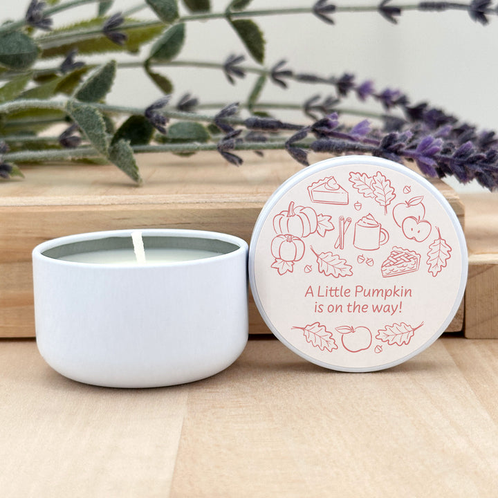 Fall Doodle Candle Favors, Custom 2 oz Mini Lavender Candles, Wedding Favors, Bridal Shower, Friendsgiving