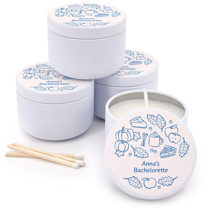 Fall Doodle Candle Favors, Custom 2 oz Mini Lavender Candles, Wedding Favors, Bridal Shower, Friendsgiving