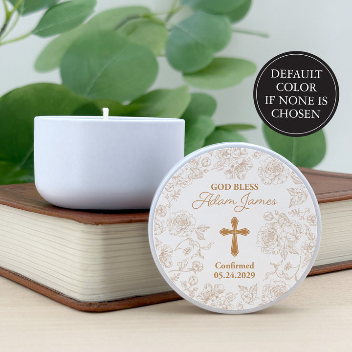 Baptism Candle Favors, First Holy Communion Favors, Chinoiserie Toile Floral Baptism Candles, 2oz Mini Lavender Candles