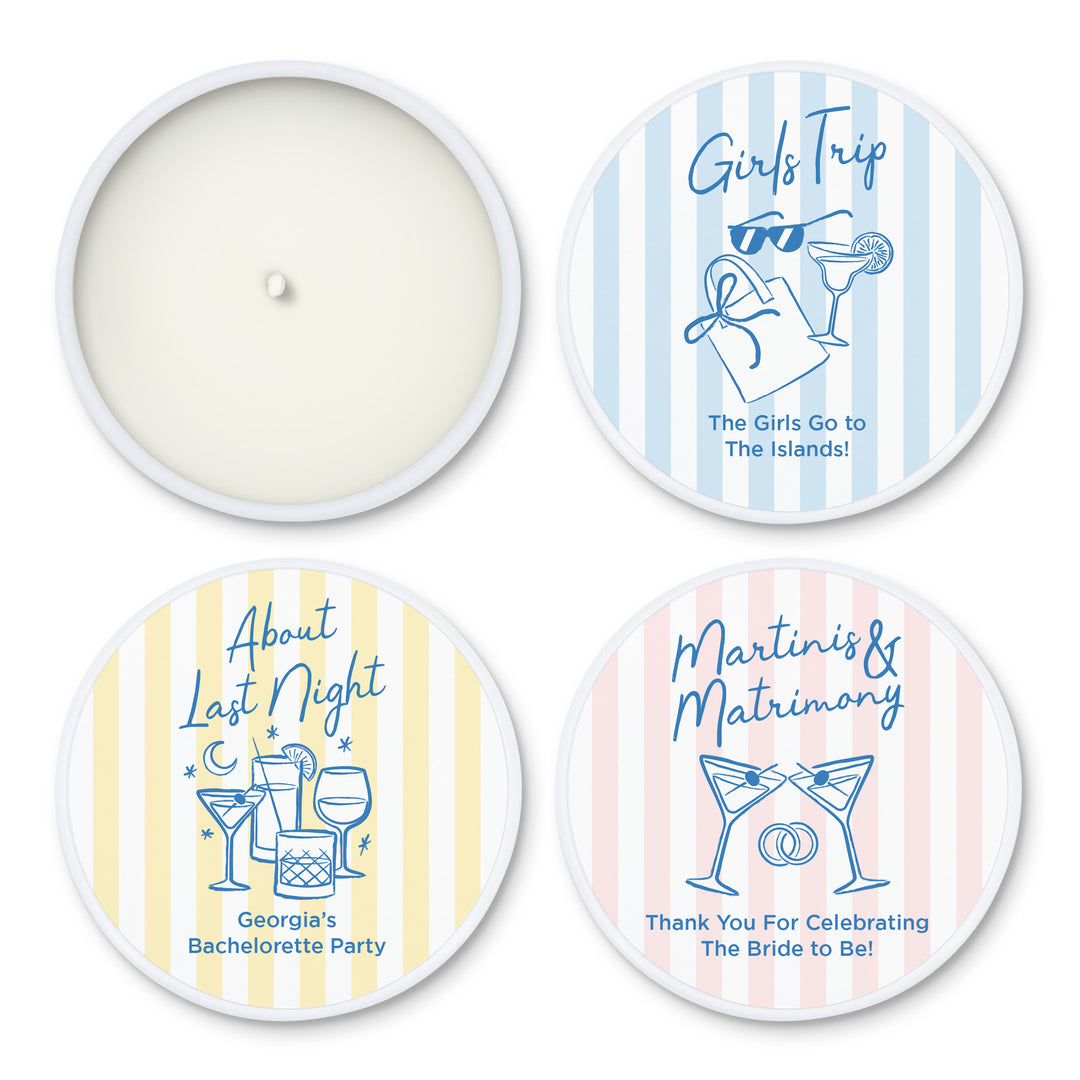 About Last Night, Last Toast on the Coast, Bachelorette Stripe 2oz Mini Lavender Candles