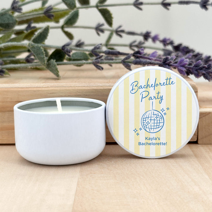 About Last Night, Last Toast on the Coast, Bachelorette Stripe 2oz Mini Lavender Candles