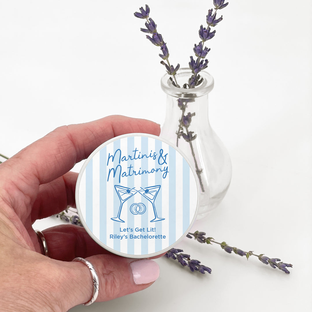 About Last Night, Last Toast on the Coast, Bachelorette Stripe 2oz Mini Lavender Candles