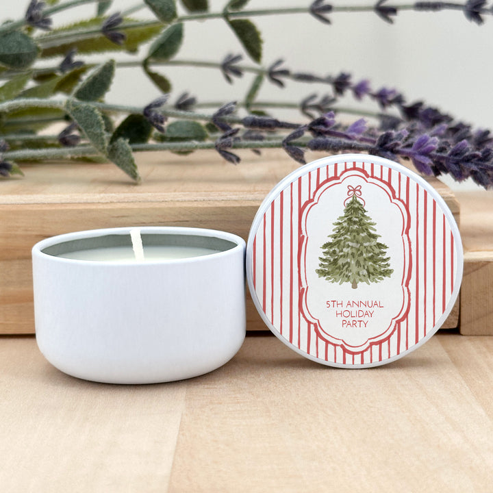 Christmas Tree Stripe, 2oz Mini Lavender Candles