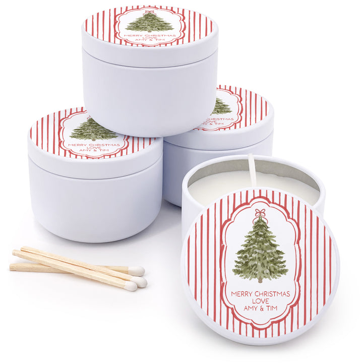 Christmas Tree Stripe, 2oz Mini Lavender Candles