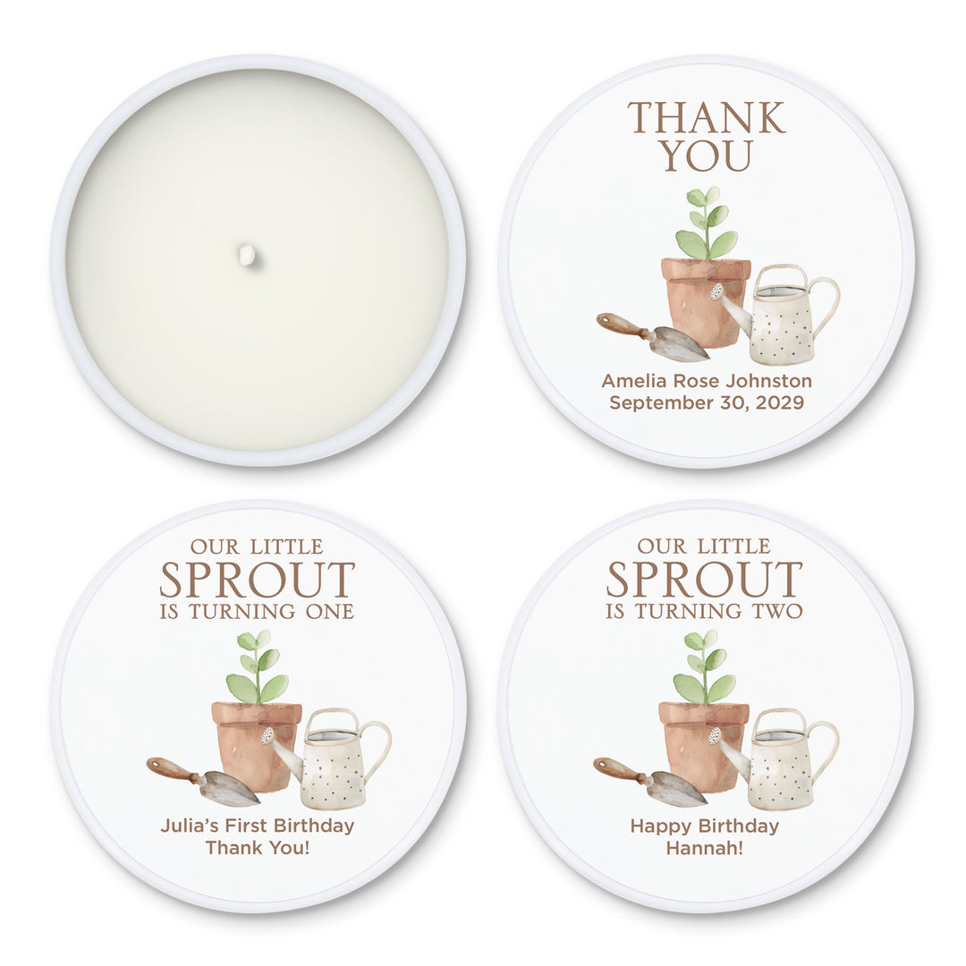 Little Sprout Birthday, Our Little Sprout is Turning One, 2oz Mini Lavender Candles