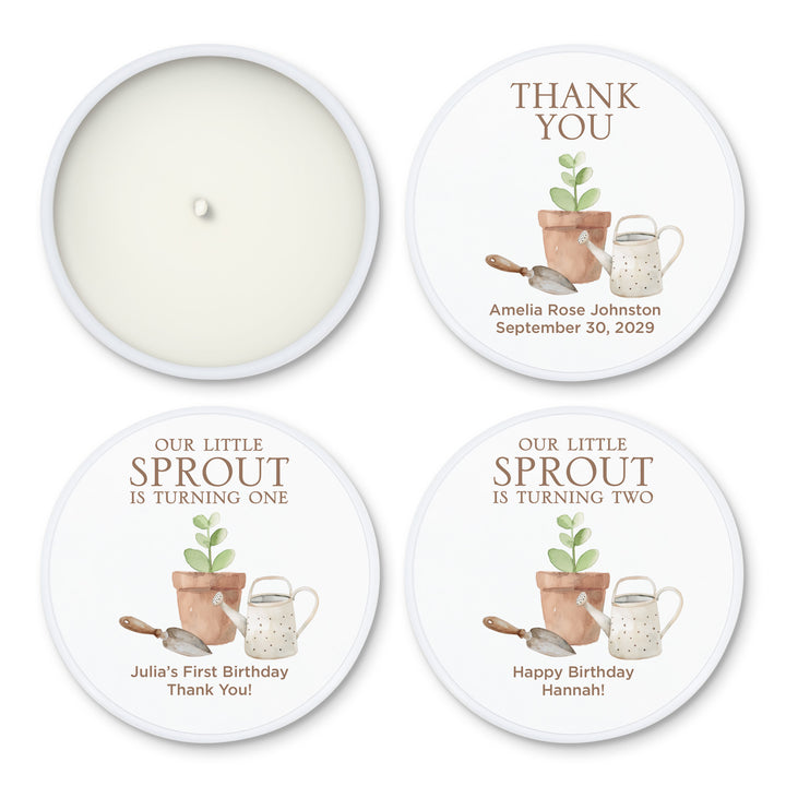 Little Sprout Birthday, Our Little Sprout is Turning One, 2oz Mini Lavender Candles