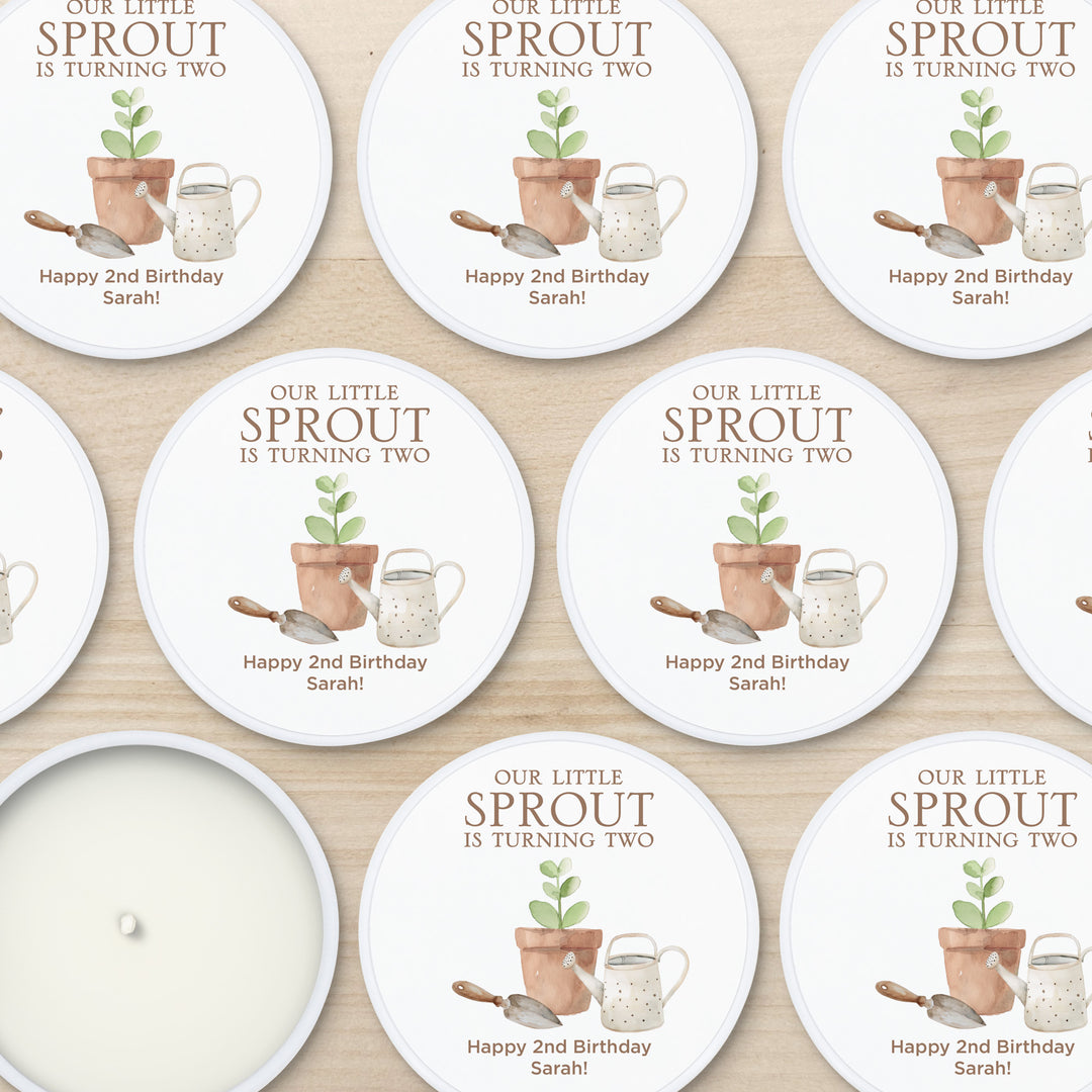 Little Sprout Birthday, Our Little Sprout is Turning One, 2oz Mini Lavender Candles