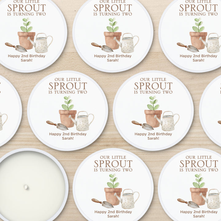 Little Sprout Birthday, Our Little Sprout is Turning One, 2oz Mini Lavender Candles